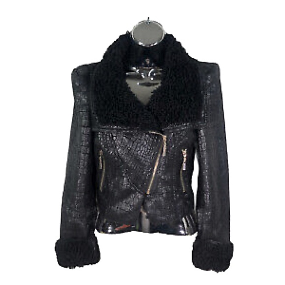 Sherpa Croc Leather Jacket